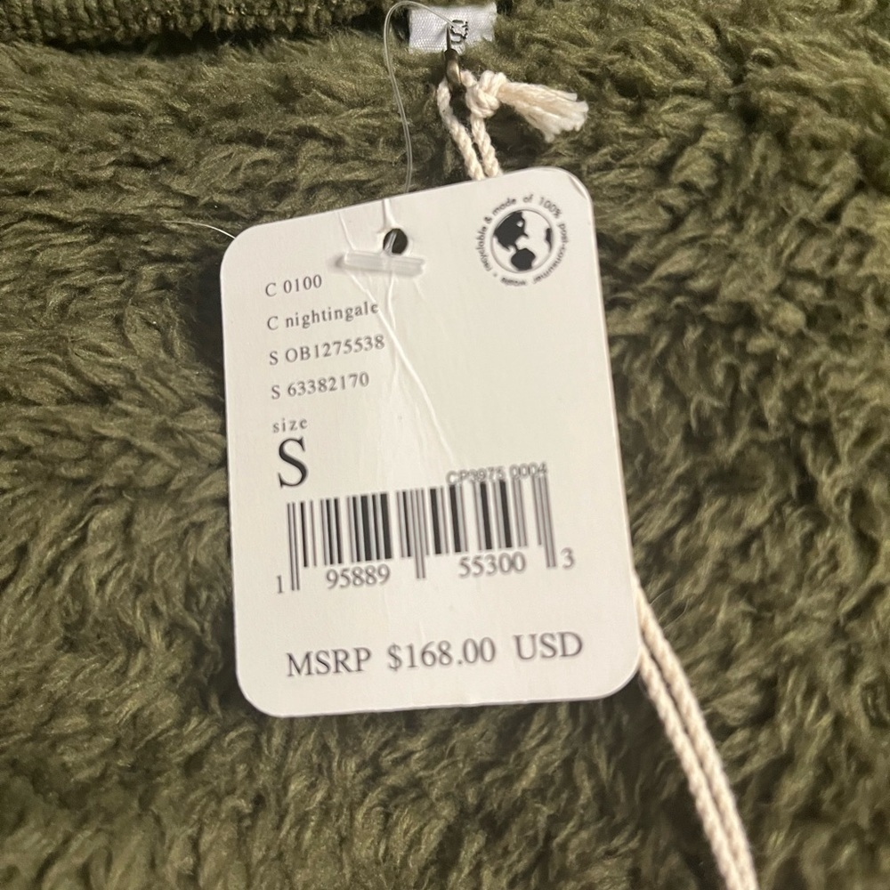 Free People Movement Full Zip Sherpa Jacket Olive Green - Picture 3 of 4